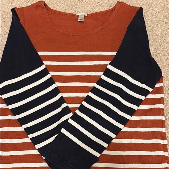 J. Crew Kids Long Sleeve Shirt - Rust and Navy Stripes - Picture 3 of 3